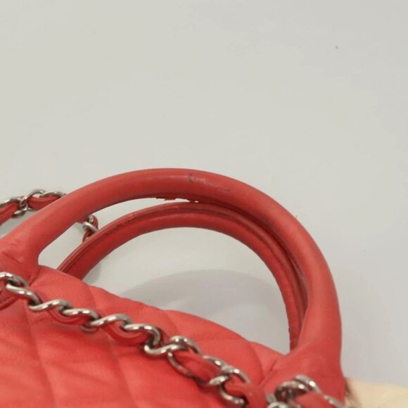 CHANEL Chain Matelasse Hand Bag Grained Calf Skin 2way White Silver CC Auth ... - Picture 10 of 16